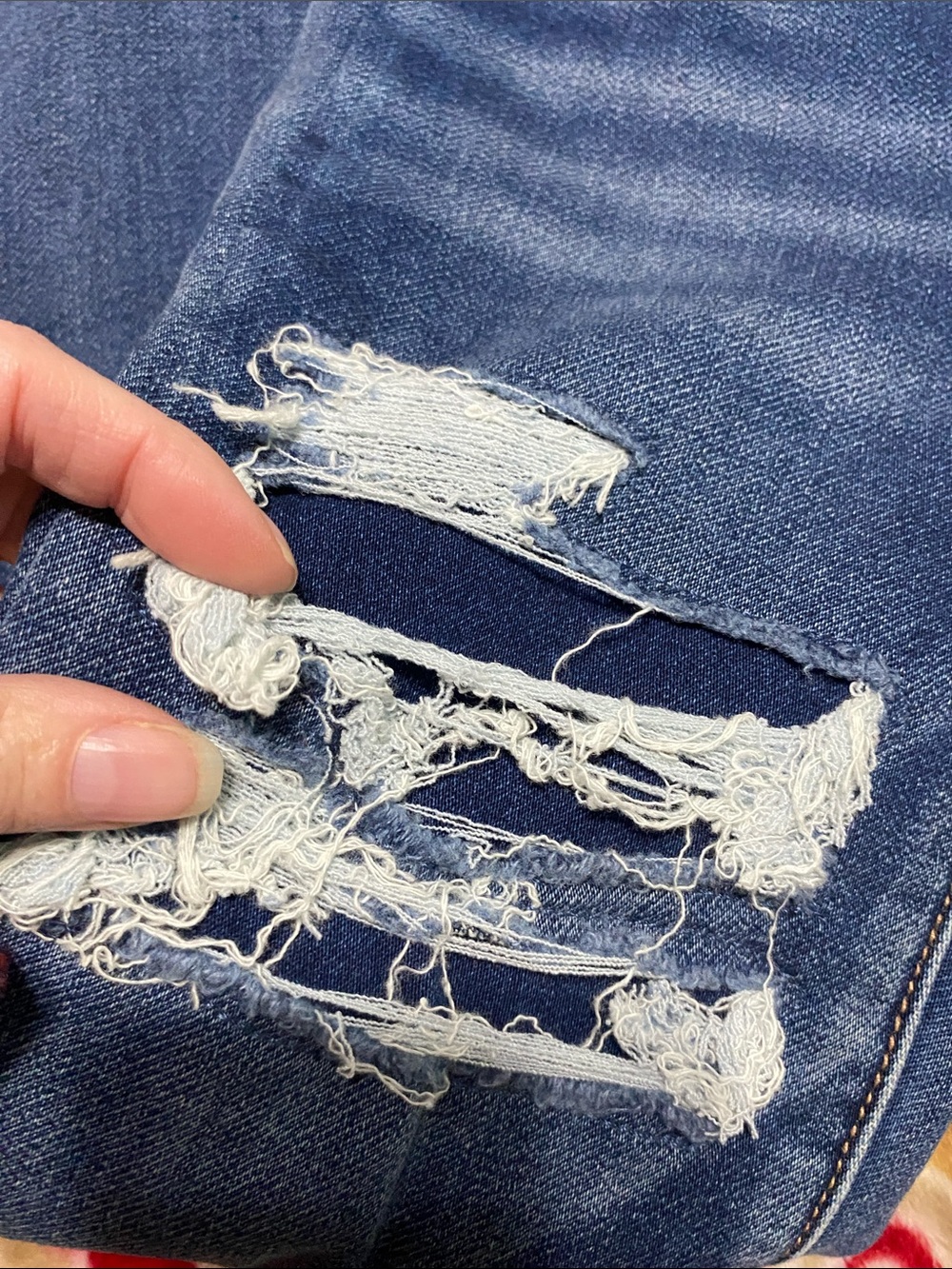 American Eagle Outfitters Ripped Dark Blue High-Rise Skinny Jeggings - Picture 3 of 8